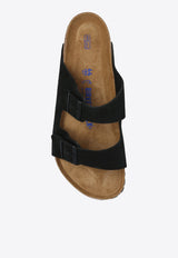 Birkenstock Arizona Suede Double-Buckle Slides Black 951321 0-BLACK