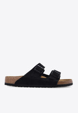 Birkenstock Arizona Suede Double-Buckle Slides Black 951321 0-BLACK