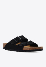 Birkenstock Arizona Suede Buckled-Straps Slides Black 951323 0-BLACK