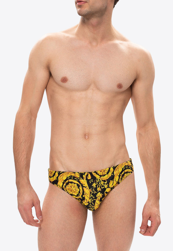 Versace Barocco Print Swimming Briefs Yellow ABU05019 A233122-A7900