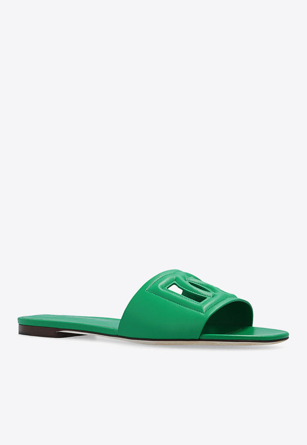 Dolce & Gabbana Bianca DG Logo Flat Sandals Green CQ0436 AY329-87192