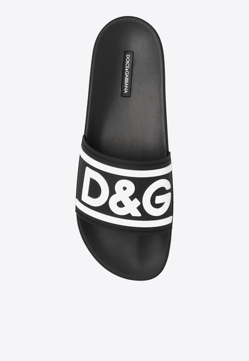 Dolce & Gabbana DG Logo Rubber Sliders Black CS2072 AQ858-89690