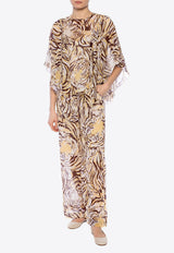 See By Chloé Tiger Print Flouncy Blouse Brown CHS19SHT08 022-9CA