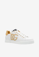 Dolce & Gabbana Portofino DG Logo Leather Sneakers White CK1545 AD780-89662