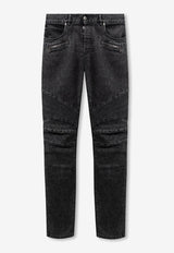 Balmain Washed Straight-Leg Jeans Black AH1MG005 DB67-0PC
