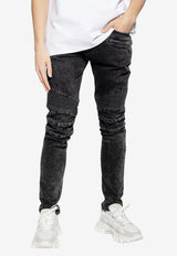 Balmain Washed Straight-Leg Jeans Black AH1MG005 DB67-0PC