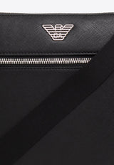 Emporio Armani Logo Plaque Faux Leather Messenger Bag Black Y4M185 Y138E-81072