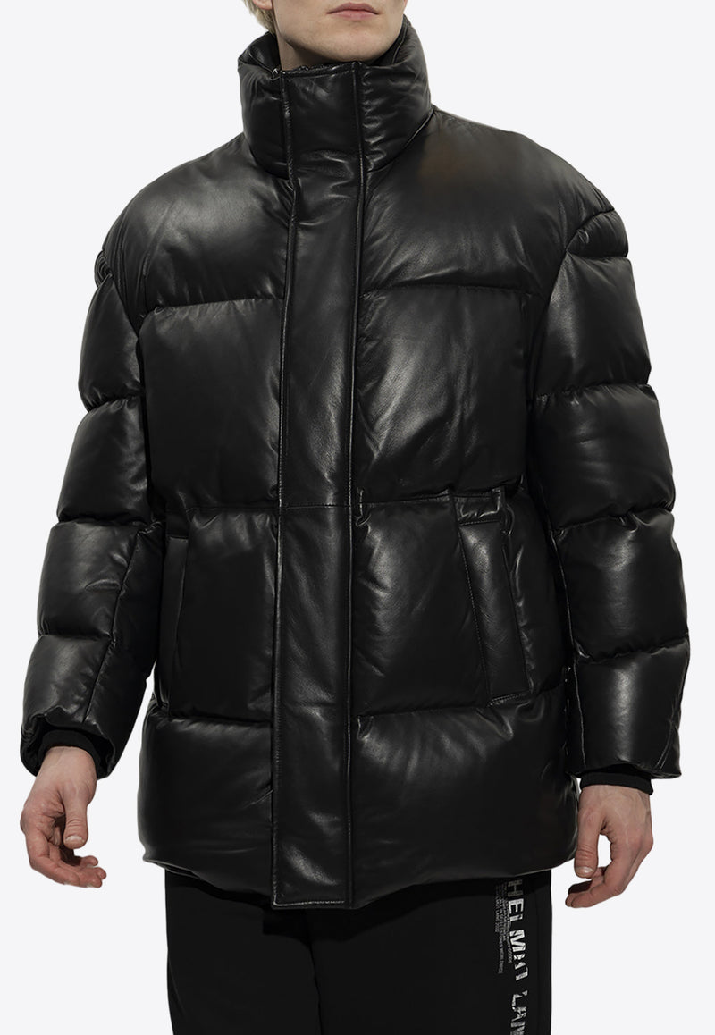 Emporio Armani Nappa Leather Down Jacket Black H31B85 C1P8A-999