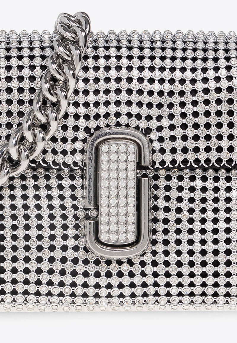 Marc Jacobs The Mini J Marc Rhinestone Embellished Crossbody Bag Silver H912M06RE22 0-991