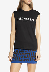 Balmain Logo Print Sleeveless T-shirt Black AF1ED000 BB02-EAB