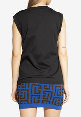 Balmain Logo Print Sleeveless T-shirt Black AF1ED000 BB02-EAB