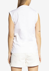 Balmain Logo Print Sleeveless T-shirt White AF1ED000 BB02-GAB