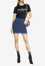 Balmain Logo Print T-shirt with Buttons Black AF1EF005 BB02-EAB