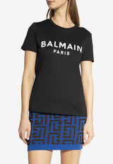 Balmain Logo Print T-shirt with Buttons Black AF1EF005 BB02-EAB