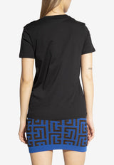Balmain Logo Print T-shirt with Buttons Black AF1EF005 BB02-EAB