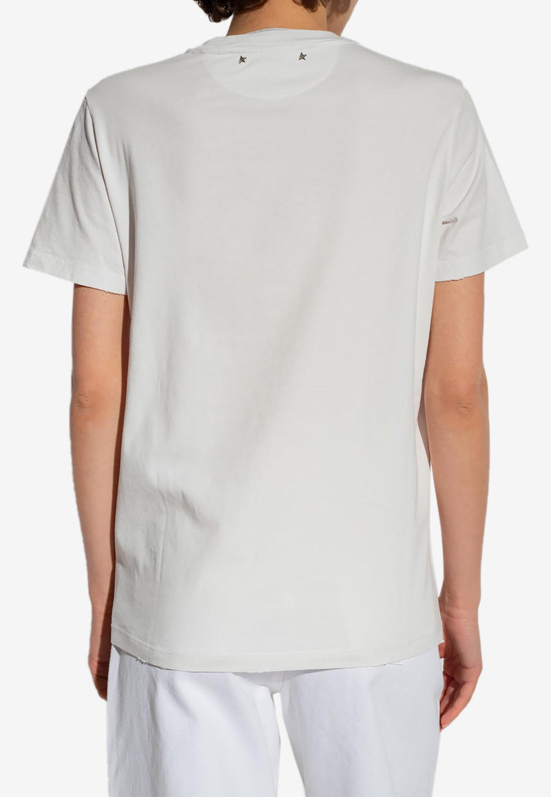 Golden Goose DB Logo Patch T-shirt with Crystal Embellishments White GWP01220 P000673-10363