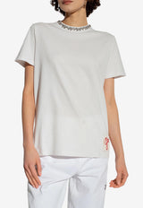 Golden Goose DB Crewneck T-shirt with Cabochon Crystals White GWP01220 P000673-10363