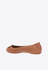 Tory Burch Minnie Travel Nappa Leather Ballet Flats Brown 50393 0-232