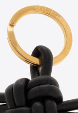 Bottega Veneta Triangular Knotted Leather Key Ring Black 619100 V0050-8425