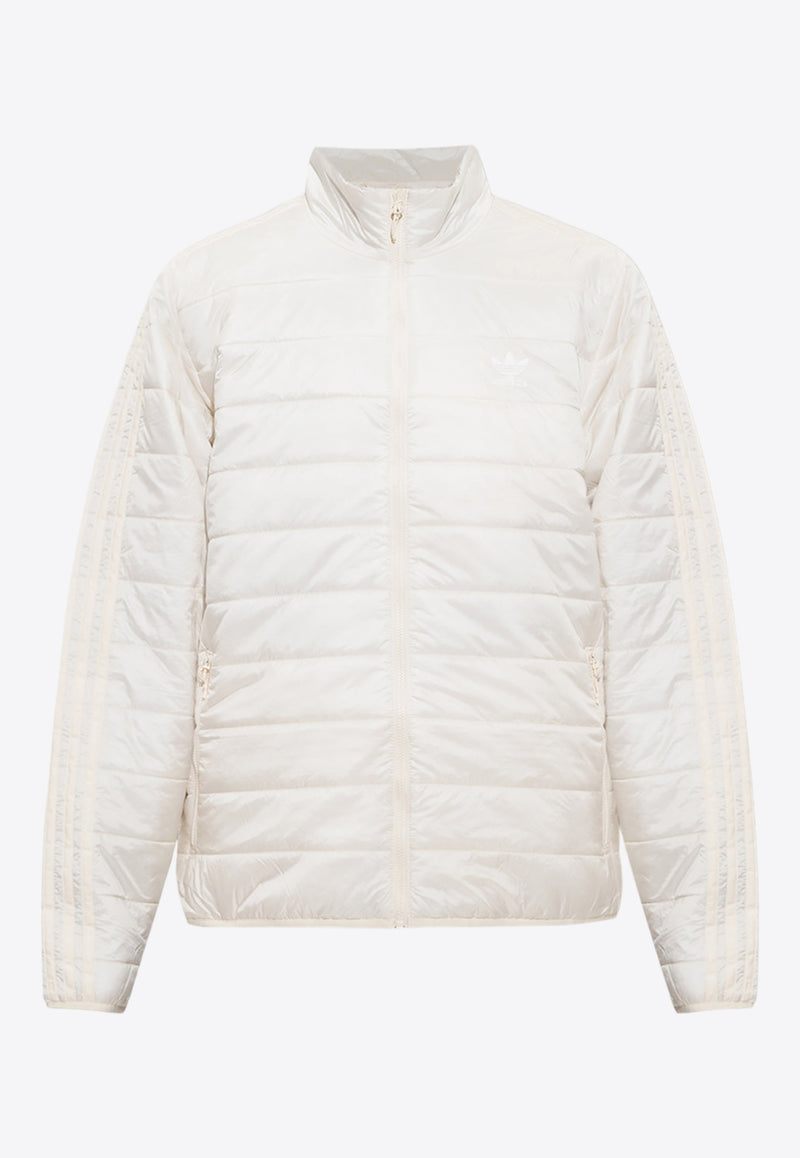 Adidas Originals Logo Embroidered Zip-Up Insulated Jacket White HL9214 0-WONWHI