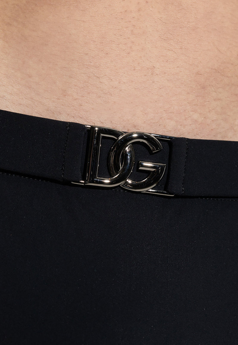 Dolce & Gabbana Swimming Briefs with DG Logo Buckle Black M4A57J FUGA2-N0000