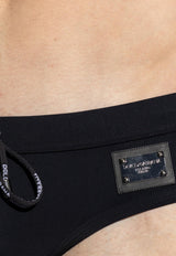 Dolce & Gabbana Logo Plaque Swim Briefs Black M4A76J FUGA2-N0000