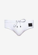 Dolce & Gabbana Logo Plaque Swim Briefs White M4A76J FUGA2-W0800