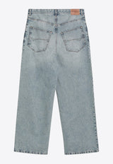 Balenciaga Logo Patch Washed Loose Jeans Blue 745213TRW55/R_BALEN-6185