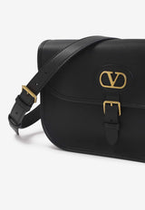 Valentino VLogo Leather Shoulder Bag Black