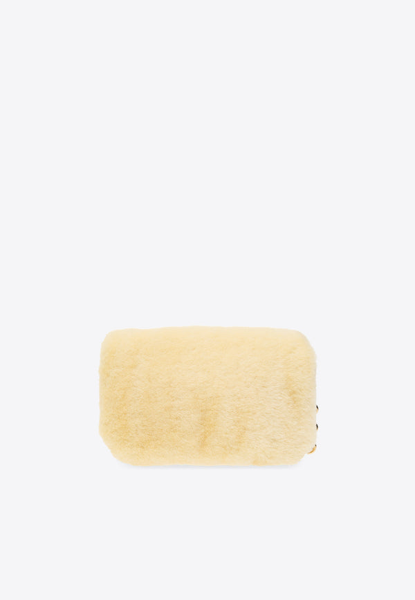 Loewe Mini Puffer Goya Shearling Shoulder Bag Yellow A896W56X09 0-VANILLA