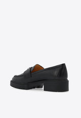 Coach Leah Logo Plaque Leather Loafers Black CB990 0-BLK