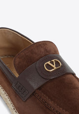 VLogo Suede Leather Espadrilles