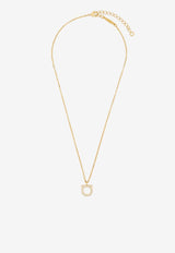 Salvatore Ferragamo Small Gancini Crystal Chain Necklace Gold 760131 NKL G STRA 8 696654 GCOLLO/OROGIOV