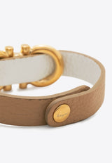 Salvatore Ferragamo Gancini Pearl Leather Bracelet Beige 760591 BR GANVINT P 756239 CASHEW/BIANCO
