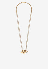 Salvatore Ferragamo Double-Gancini Chain Necklace Gold 760771 NKL FLUIDZIR 776250 ORO/CRYSTAL