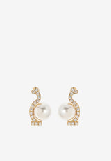 Ferragamo Crystal Gancini Pearl Drop Earrings Gold 760800 EAR ESSE STR 780371 ORO GIOVE/STR WHITE