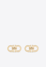 Ferragamo Double Gancini Stud Earrings Gold 760868 EAR 2GANCI 785178 ORO CHIARO