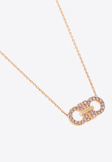 Ferragamo Double Gancini Crystal Pendant Necklace Rose Gold 760875 NKL 2GANCRY 785182 ORO/ROSA