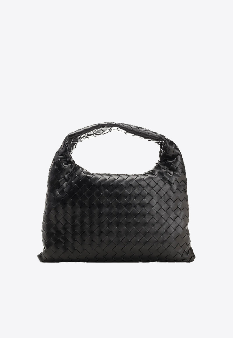 Bottega Veneta Small Hop Shoulder Bag in Intrecciato Leather 763966V3IV1 1019 Black