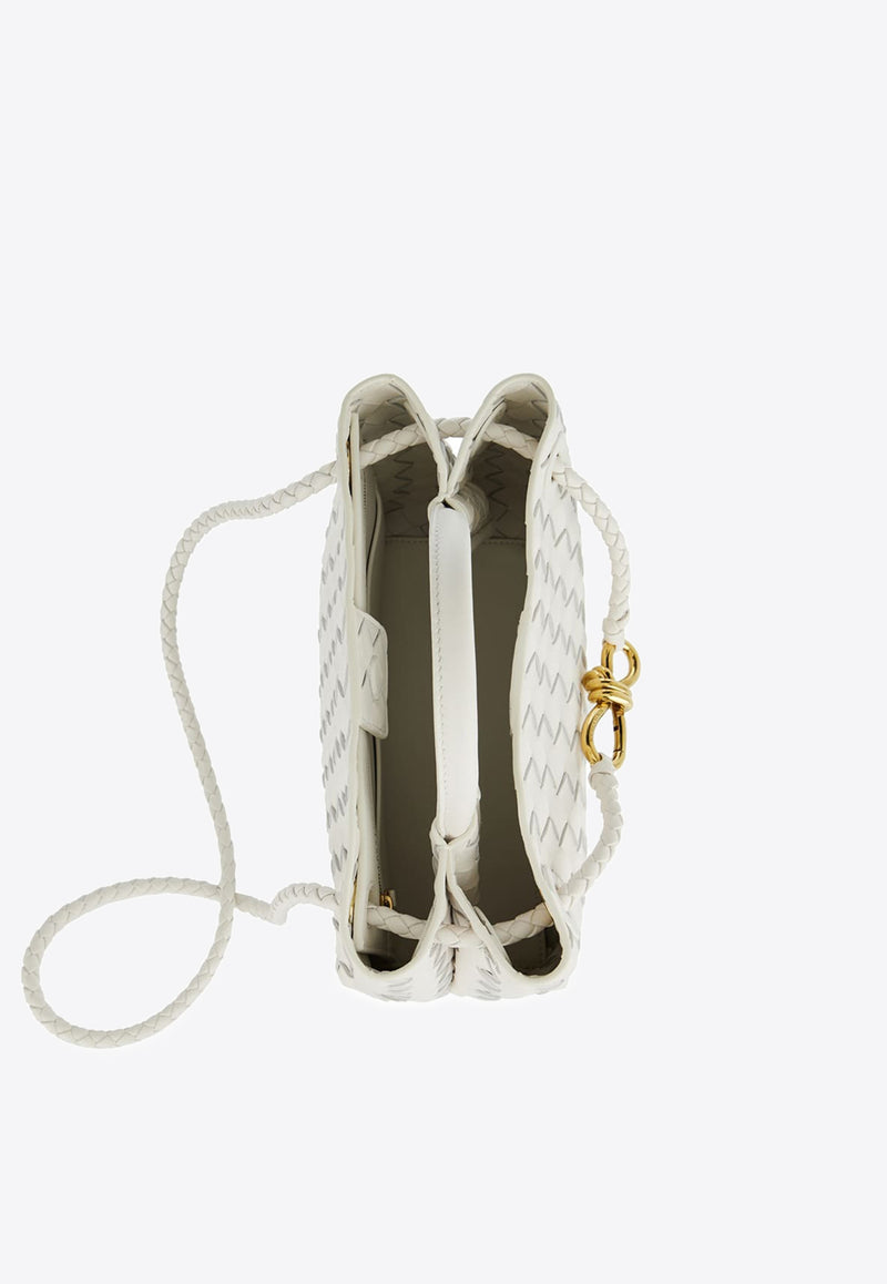 Bottega Veneta Small Andiamo Top Handle Bag in Intrecciato Leather 766014VCPP1 9156 White