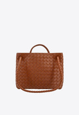 Bottega Veneta Medium Andiamo Top Handle Bag in Intrecciato Leather 766016VCPP1 2598 Cognac