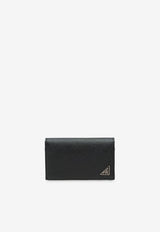 Prada Triangle Logo Saffiano Leather Cardholder Black 2MC122QHH_F0002