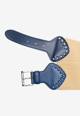 Prada Raffia and Leather Belt with Studs Multicolor 1IB1214POF0008