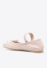 Miu Miu Logo Strap Leather Ballet Flats Pink 5F794DFA00579NF0NZ2