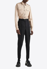 Prada Triangle Logo Buttoned Shirt Beige UCN513S2321U7Y_F0770