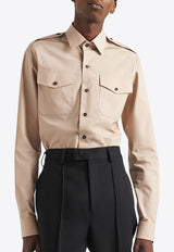 Prada Triangle Logo Buttoned Shirt Beige UCN513S2321U7Y_F0770