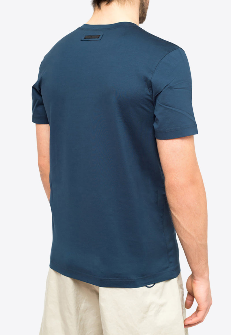 Prada Basic Crewneck T-shirt Blue UJM564S092710F0D57