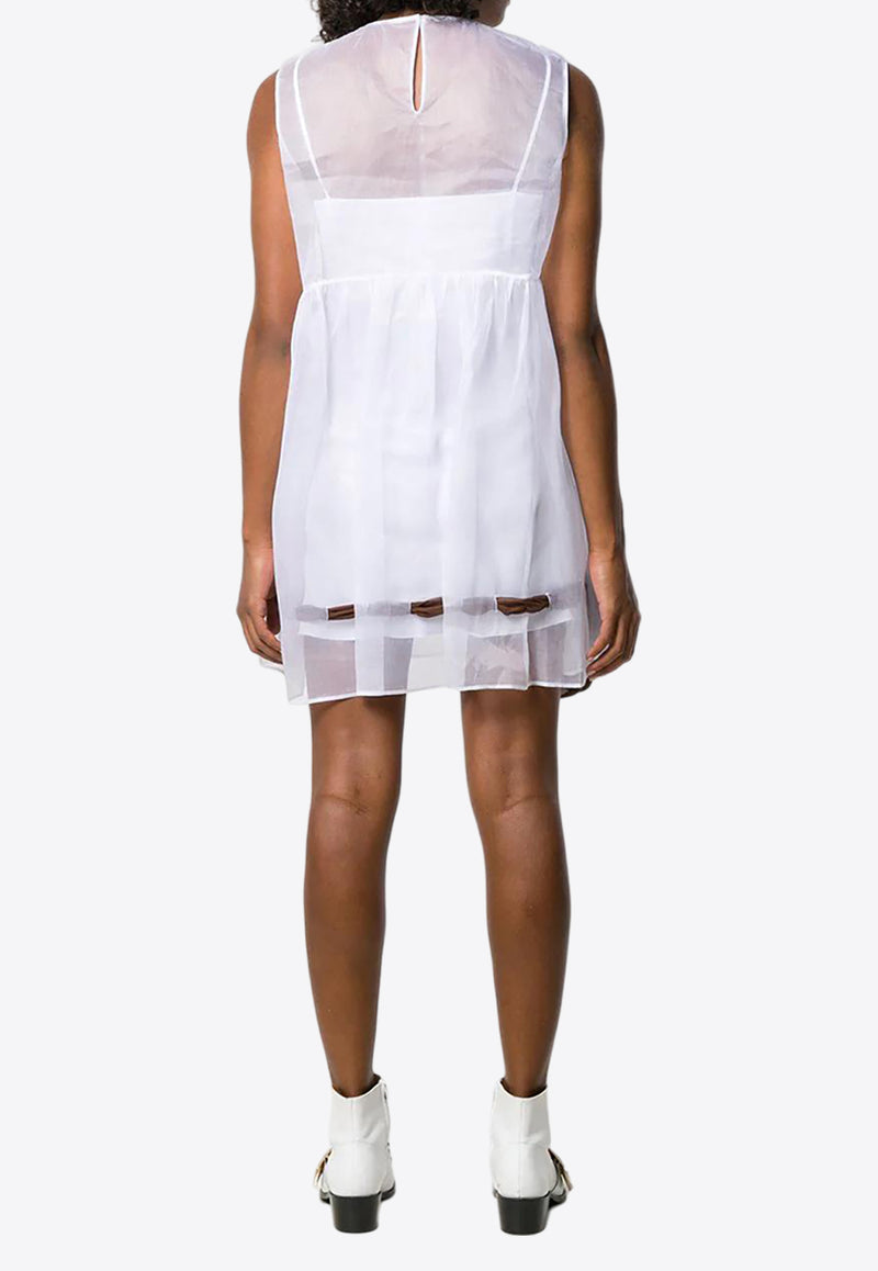 Miu Miu Sleeveless Sheer Mini Dress White MF3496957F0009