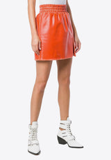 Miu Miu Leather Mini Skirt Orange MPD5411RU0F0049