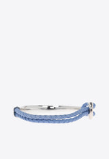 Ferragamo Gancini Braided Leather Bracelet Blue 770390 BR NODO AMOR 785650 PLD/BLUETTE 19